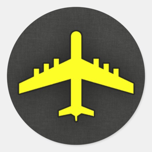 Sticker Rond Avion jaune canari (Devant)