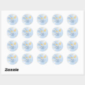 Sticker Rond Avion, Nuages & Etoiles, Bleu, Bébé garçon, mignon (Feuille)