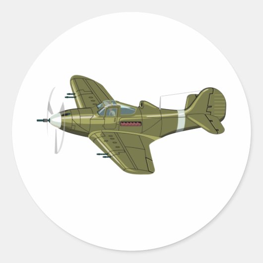 Sticker Rond Avion rétro de dessin (Devant)