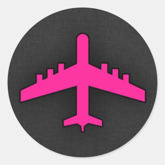 Sticker Rond Avion rose chaud (Devant)