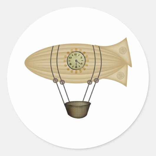 Sticker Rond avion steampunk zeppelin (Devant)