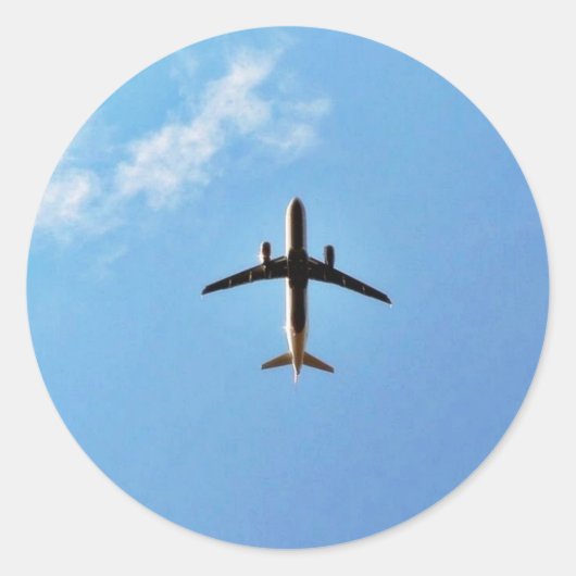 Sticker Rond Avion Sur Ciel (Devant)