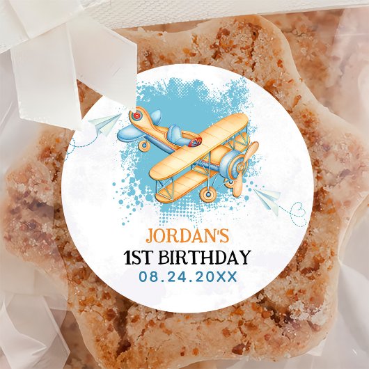 Sticker Rond Avion vintage 1er anniversaire