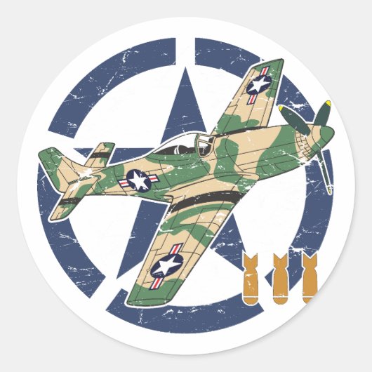 STICKER ROND AVIONS DE LA SECONDE GUERRE MONDIALE (Devant)