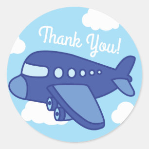 Sticker Rond Avions et Jets Cute Kid's Birthday Party