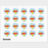 Sticker Rond Avions et Jets Cute Kid's Birthday Party (Feuille)