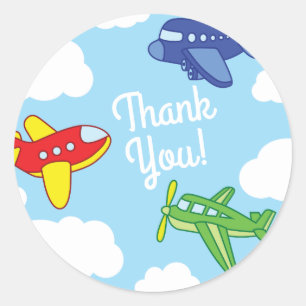 Sticker Rond Avions et Jets mignons 1ère fête d'anniversaire