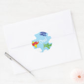 Sticker Rond Avions et Jets mignons 1ère fête d'anniversaire (Enveloppe)