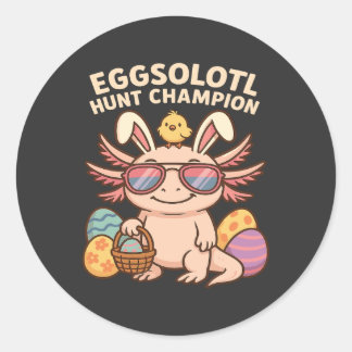 Sticker Rond Avis) : Champion de Chasse Eggsolotl - Funny Cute 