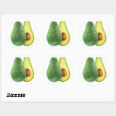 Sticker Rond Avocado coupé en moitiés (Feuille)