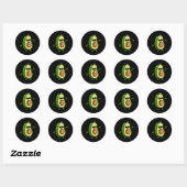 Sticker Rond Avocado Dancing Cute - Graphiques Guacamole Avocad (Feuille)