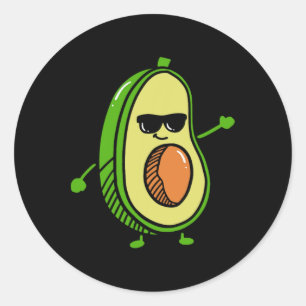 Sticker Rond Avocado Dancing Cute - Graphiques Guacamole Avocad