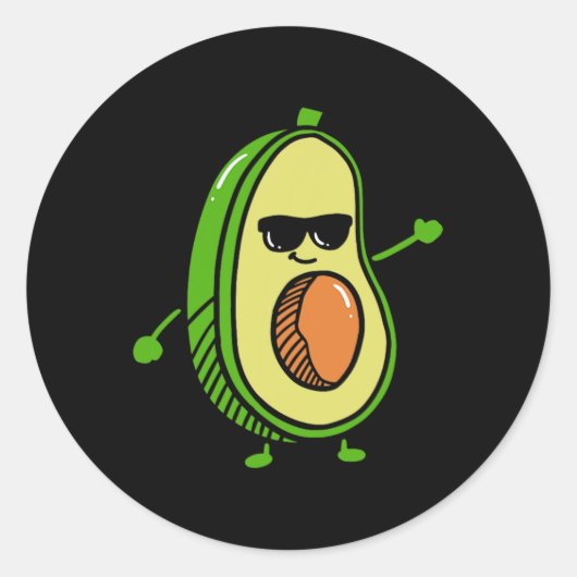 Sticker Rond Avocado Dancing Cute - Graphiques Guacamole Avocad (Devant)