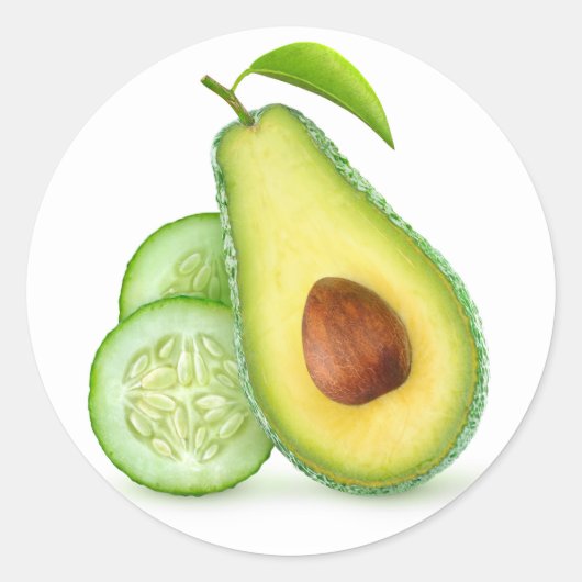Sticker Rond Avocado et concombre (Devant)