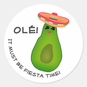 Sticker Rond Avocado Girl et Sombrero
