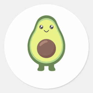 Sticker Rond Avocado Kawaii Mange Des Avocados Sucrés