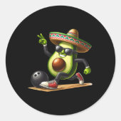 Sticker Rond Avocado montrant des compétences de bowling Cinco (Devant)