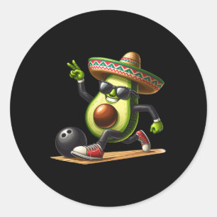 Sticker Rond Avocado montrant des compétences de bowling Cinco 