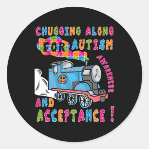 Sticker Rond Avocat Acceptation Train Puzzle Cool Autisme Aware