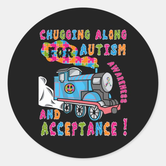 Sticker Rond Avocat Acceptation Train Puzzle Cool Autisme Aware (Devant)