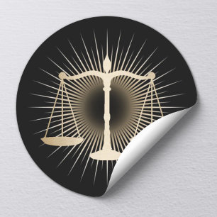 Sticker Rond Avocat Avocat Or Échelle de justice Élégant droit