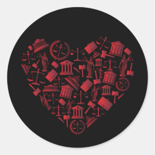 Sticker Rond Avocat Cœur Rouge - Amour Loi Art Grunge