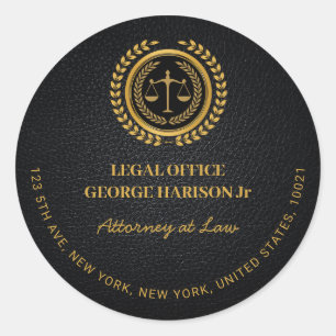 Sticker Rond Avocat élégant noir et or