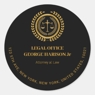 Sticker Rond Avocat élégant noir et or