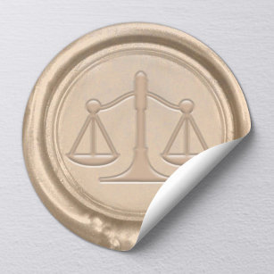 Sticker Rond Avocat Gold Scale of Justice Law Office Sceau de c