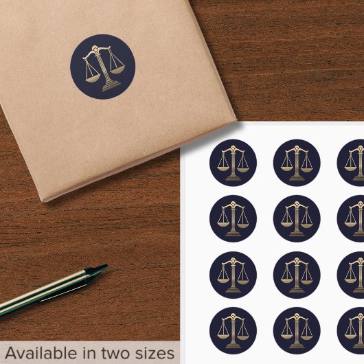 Sticker Rond Avocat Procureur Gold Scales de justice
