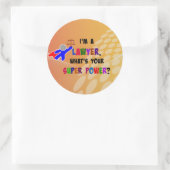 Sticker Rond Avocat Superhero, design coloré (Sac)