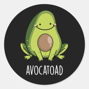 Sticker Rond Avocatoad Drôle Avocado Toad Pun Dark BG