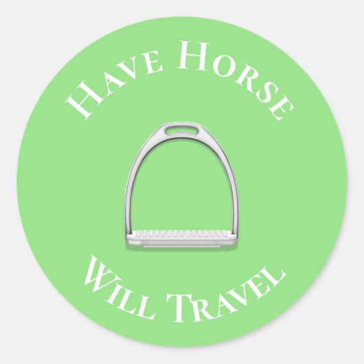 Sticker Rond "Avoir Cheval Voyage" Stirrup Fer Lime Vert (Devant)