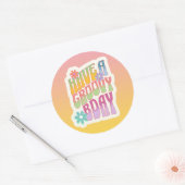 Sticker Rond Avoir un anniversaire Super | Hippie rétro (Enveloppe)