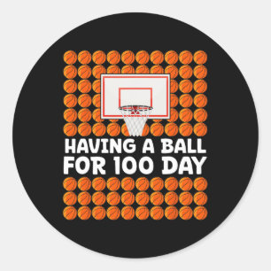 Sticker Rond Avoir Une Balle Pour 100 Jours De Basket-Ball 10