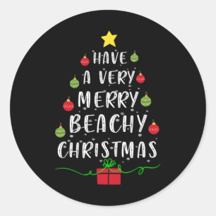 Sticker Rond Avoir Une Plage Très Joyeuse Sweater Arbre De Noël