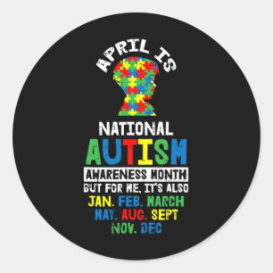Sticker Rond Avril Cadeaux De Sensibilisation sur l'autisme Pou