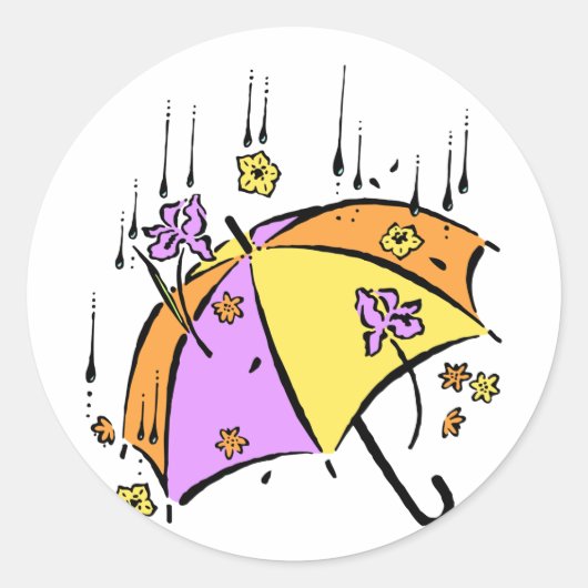 Sticker Rond Avril Douches Parapluie (Devant)