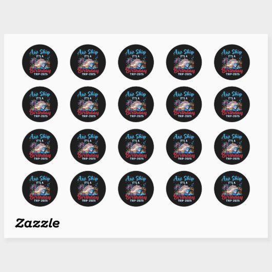 Sticker Rond Aw Expédiez Son Voyage D'Anniversaire 2025 Cruise (Feuille)