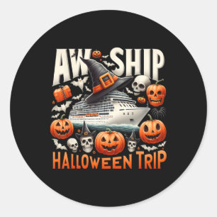 Sticker Rond Aw Navire Halloween Voyage Happy Halloween Éffraya