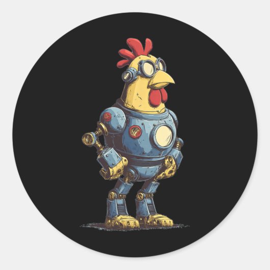 Sticker Rond Awesome Chicken Robot For Future Animals Lovers  (Devant)