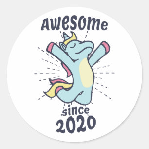 Sticker Rond Awesome depuis 2020 - Anniversaire de enfant Unico