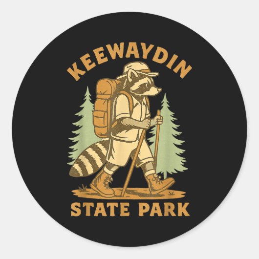 Sticker Rond Awesome Keewaydin State Park, Ny Hiking Racoon Hik (Devant)