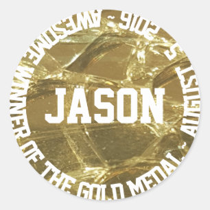 Sticker Rond Awesome Lauréat de la médaille d'or Date