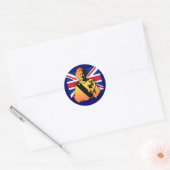 Sticker Rond Awesome Pop Art Diamond Jubilee avec Union Jack (Enveloppe)