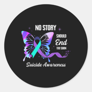 Sticker Rond Awesome Prévention Suicide Survivante Ribbon Sensi