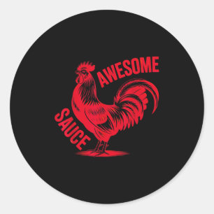 Sticker Rond Awesome Rooster Sauce Rooster Humour graphique Déc