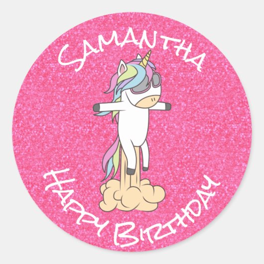 Sticker Rond Awesome Tendance Unicorn (Devant)