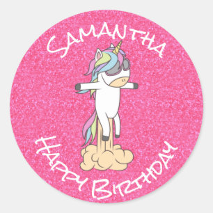 Sticker Rond Awesome Tendance Unicorn