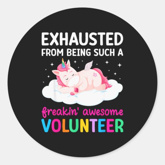 Sticker Rond Awesome Volunteer Volunteering Voluntary Worker (Devant)